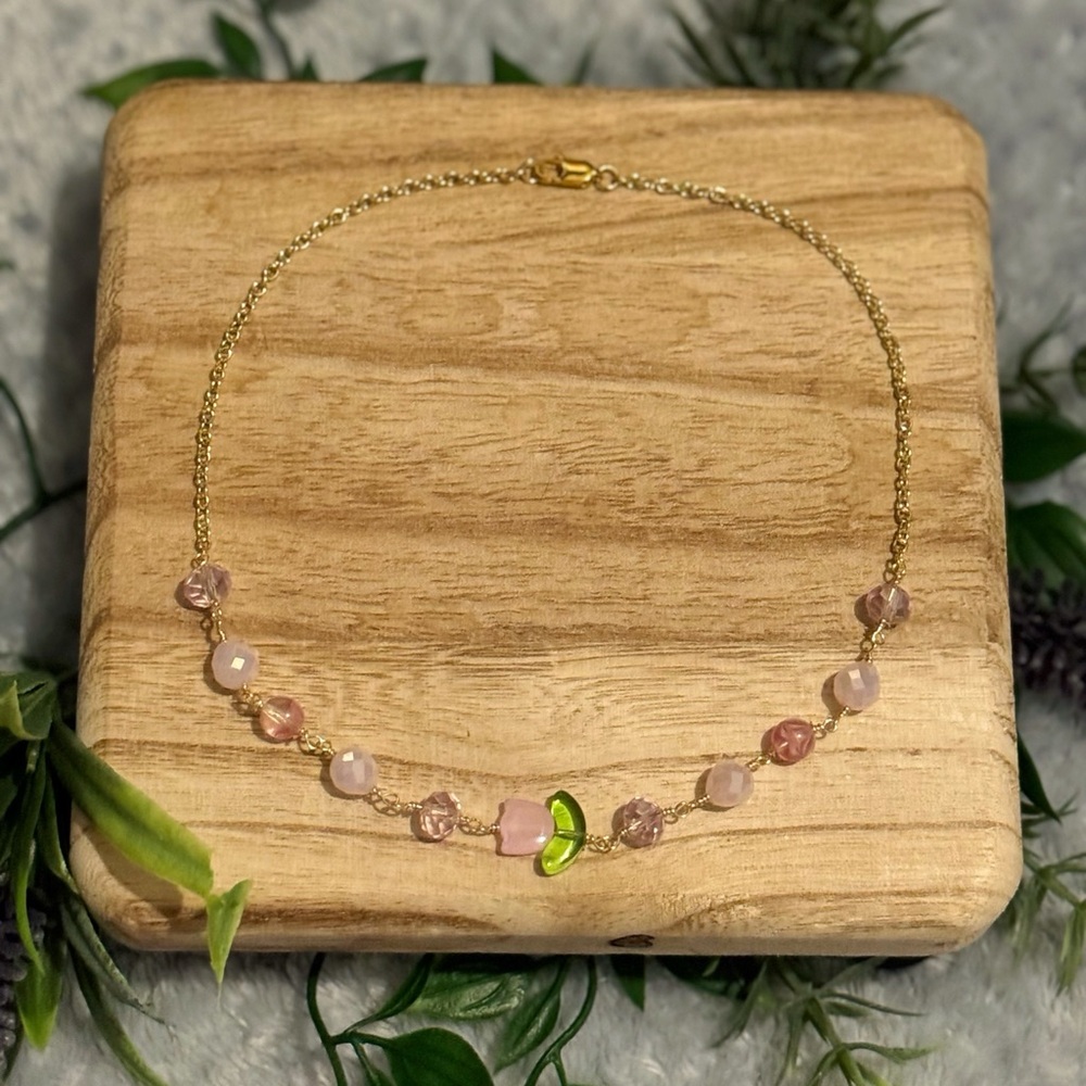 Pink Flower Tulip Choker